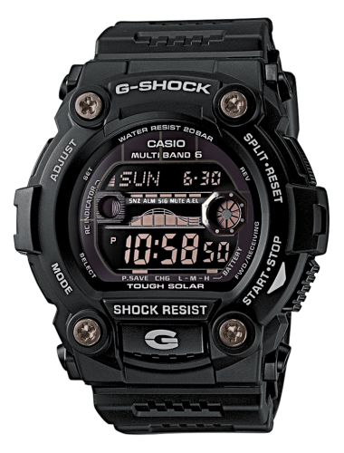 Крупные противоударные электронные часы CASIO G-SHOCK GW-7900B-1ER G-RESCUE Black приливы, фазы Луны, Wave Ceptor, Solar.