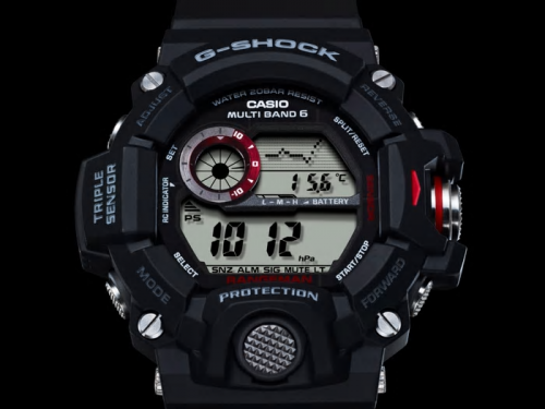В режиме «Барометр» часы CASIO G-SHOCK GW-9400-1ER показывают давление и график его изменения, температуру воздуха.