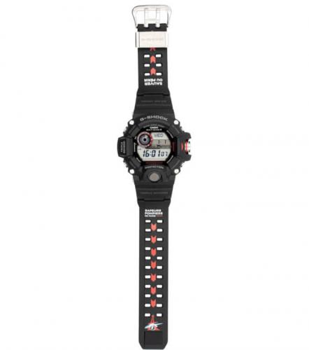 Красно-черная расцветка часов G-SHOCK GW-9400BSPP-1ER воспроизводит цвета пожарной бригады Парижа (French Army).