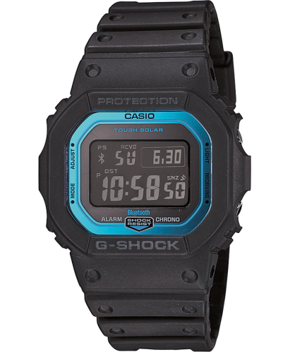 Противоударные часы CASIO G-SHOCK GW-B5600-2ER синяя рамка metallic mirror, Bluetooth, Solar, Wave Ceptor, digi, wr200m.
