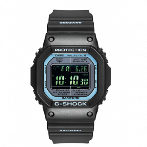 Лимитированные квадратные ударопрочные часы CASIO G-SHOCK GW-M5610BWD20-1ER «Bamford London» черно-голубые Solar 200m.