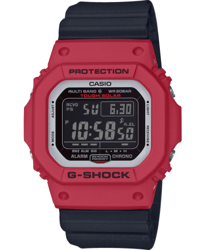 Прямоугольные электронные ударопрочные часы CASIO G-SHOCK GW-M5610RB-4ER «RB» черно-красный, Solar, Wave Ceptor, wr200m.