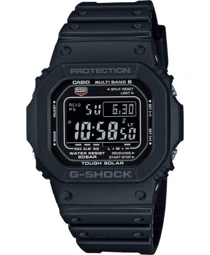Прямоугольные ударопрочные часы CASIO G-SHOCK GW-M5610U-1BER (updated 3495), LED, Solar, инверсные, Multi Band 6, WR200M, digi.