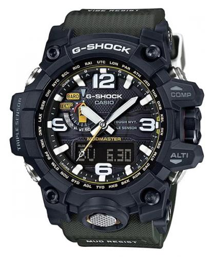Грязеустойчивые ударопрочные часы CASIO G-SHOCK GWG-1000-1A3ER Mudmaster Military Triple Sensor, Solar, сапфир Ana-Digi, wr200m.