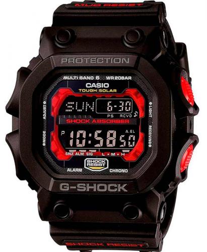 Крупные грязезащищенные ударопрочные часы CASIO G-SHOCK GXW-56-1AER King красно-черные, Solar, Multi Band 6, wr200m.
