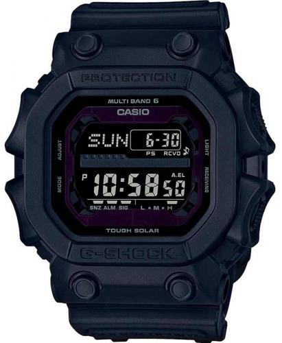 Крупные прямоугольные ударопрочные часы CASIO G-SHOCK GXW-56BB-1ER King Mud Resist черные, Wave Ceptor, Solar, wr200m.