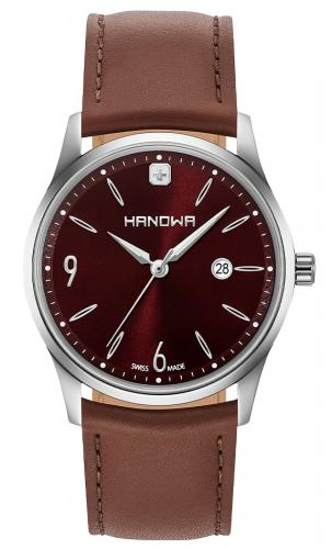 Классические мужские швейцарские часы HANOWA 16-4066.7.04.005 Carlo Classic коричневые с датой на кожаном ремешке.