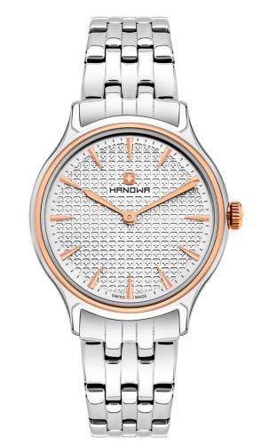 Классические женские швейцарские часы HANOWA 16-7092.12.001 Vanessa биколорные IP rose gold & silver с гильоше на браслете.