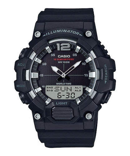 Мужские милитари часы CASIO HDC-700-1AVEF черные, секундомер и таймер, 10-летняя батарейка, wr100m, Ana-Digi.