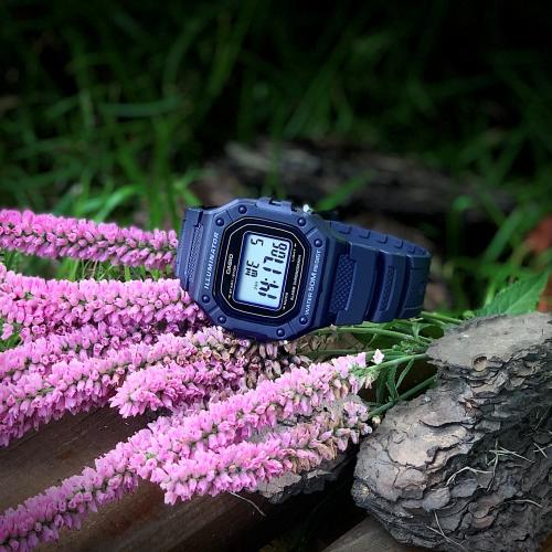 Благодаря среднему размеру корпуса часы CASIO W-218H-2AVEF хорошо сидят на женском и детском запястье.