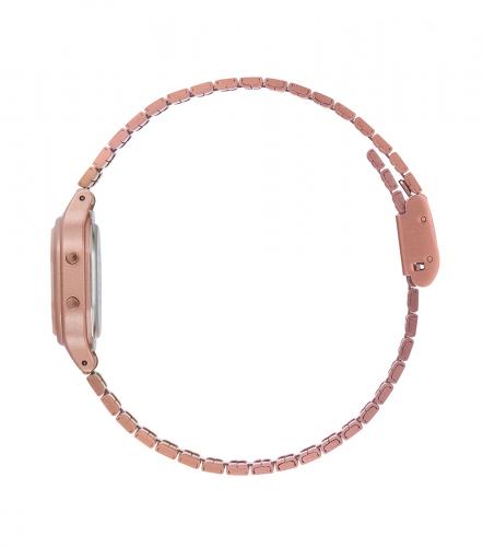 Позолоченный rose gold браслет часов CASIO LA-11WR-5AEF выполнен из нержавеющей стали с регулируемой застежкой.