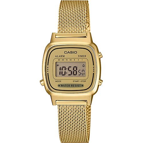 Позолоченные миниатюрные женские ретро часы 90-х CASIO VINTAGE LA670WEMY-9EF желтые gold на миланском браслете, digi.