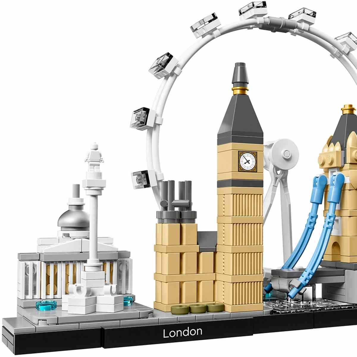 Набор LEGO® Architecture Лондон (21034) включает в себя Национальную галерею, Колонну Нельсона, London Eye, Биг-Бен (башню Елизаветы) и Тауэрский мост.