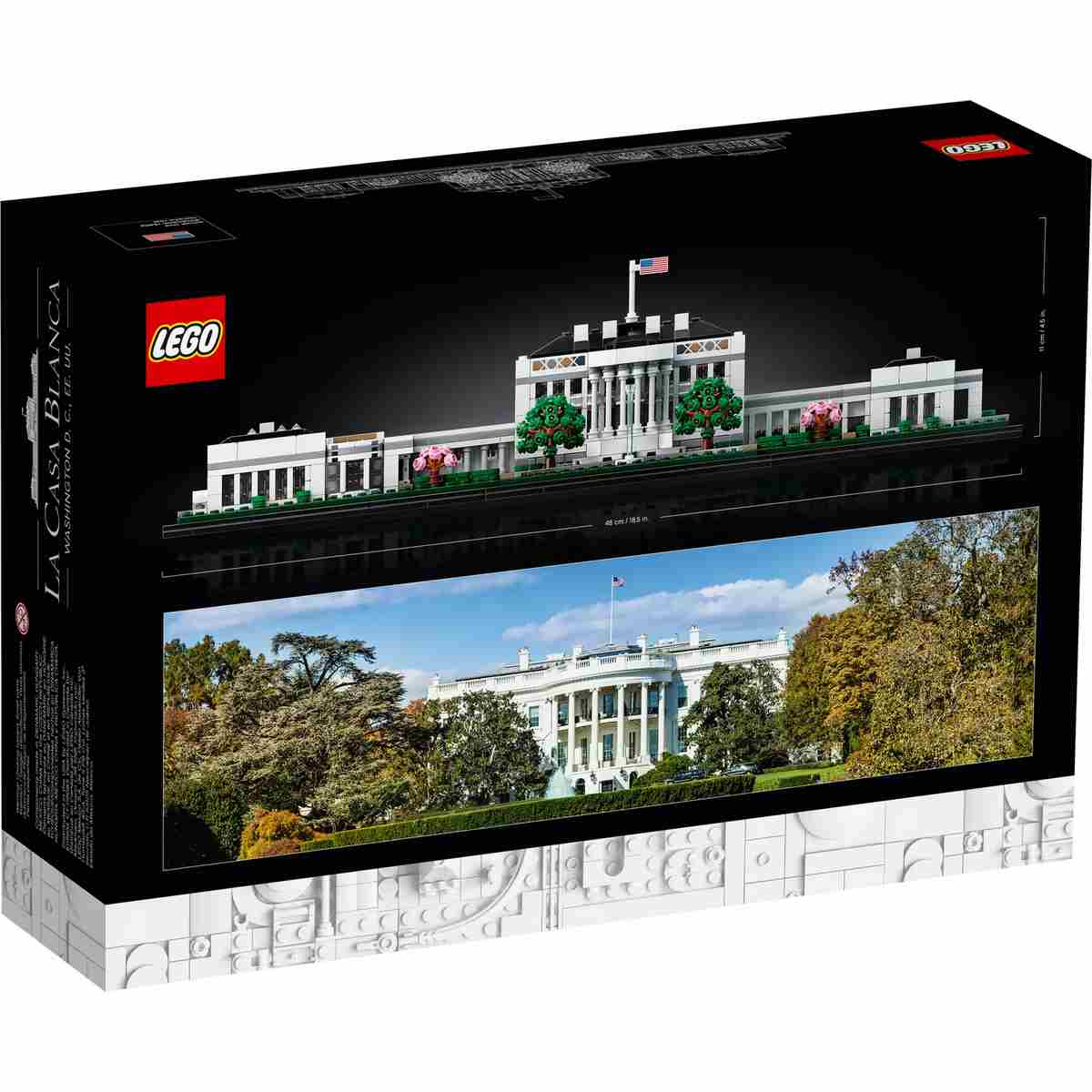 Коллекционная модель Белого дома LEGO® (21054) в деталях передаёт неоклассический стиль и великолепие этого всемирно известного здания.