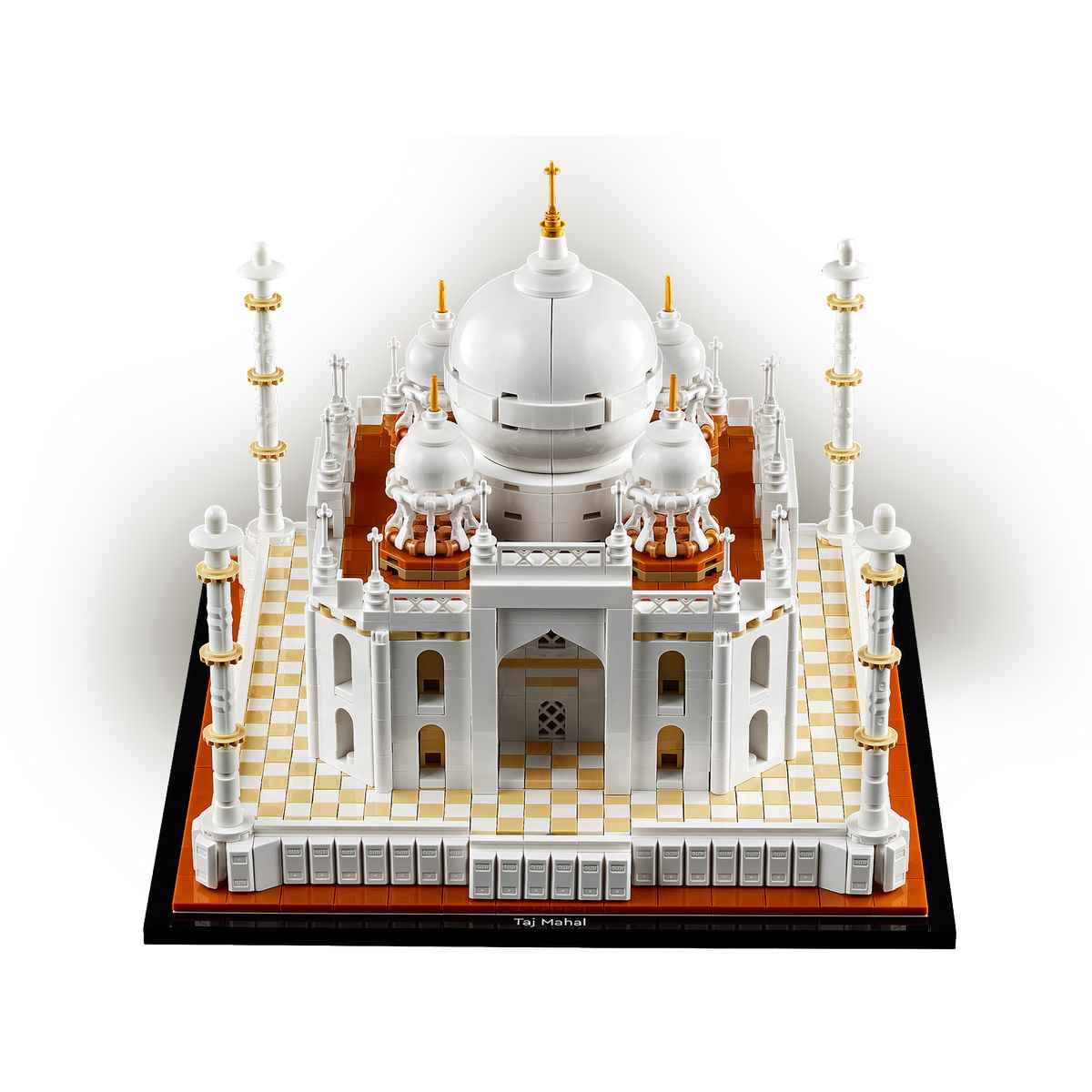 Наслаждайтесь деталями набора LEGO® Тадж-Махал (21056): гробницы Мумтаз и Шах-Джахана, центральный покой с двумя кенотафами, 4 высоких минарета.