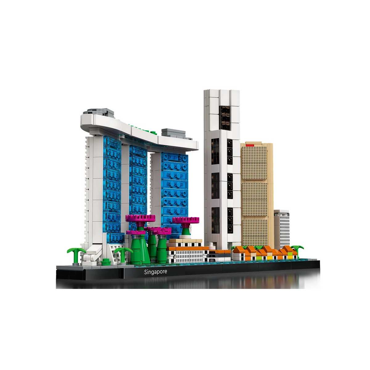 Соберите LEGO® Architecture Сингапур (21057) с достопримечательностями: Marina Bay Sands, рынком «Лау Па Сат» и рекой Сингапур.