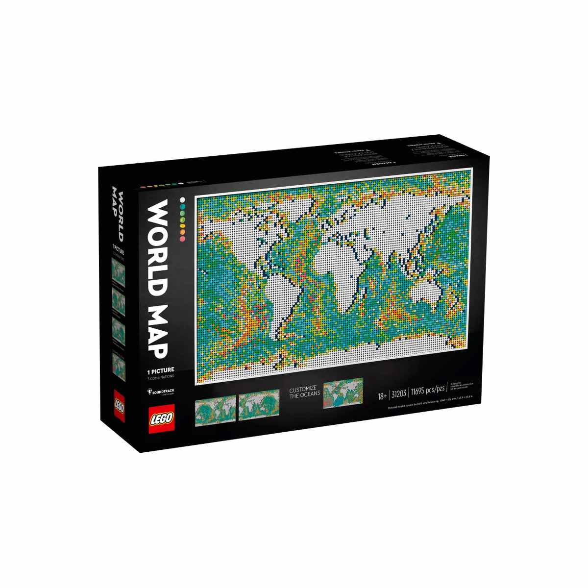 LEGO® Art World Map Карта мира (31203) - самый большой набор LEGO 2021г., из него можно собрать одну из трех ярких карт для демонстрации.