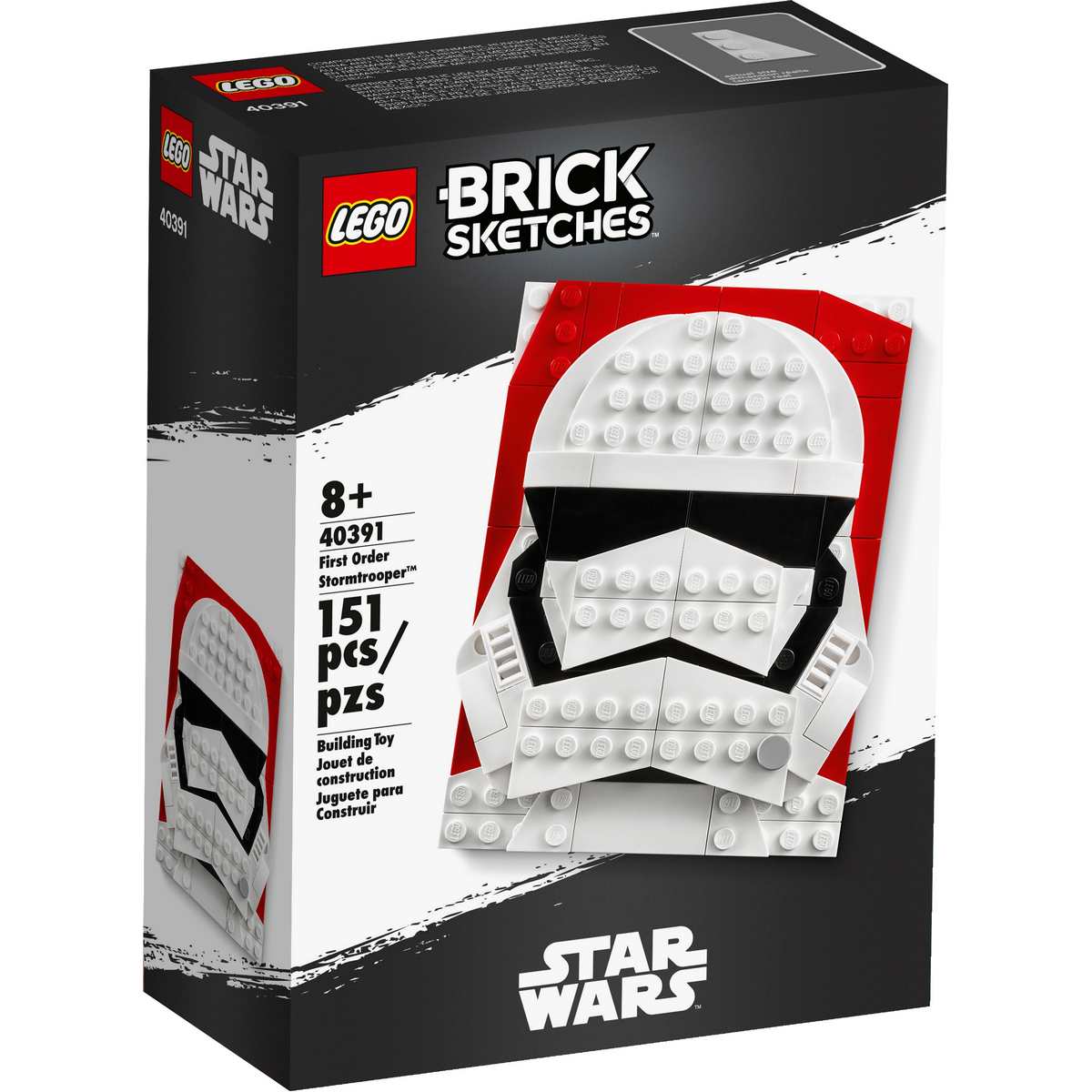 Коллекционный набор LEGO® Brick Sketches™ Star Wars™ First Order Stormtrooper (40391) воссоздает 3D-портрет легендарного персонажа культовой саги «Звёздных войн».