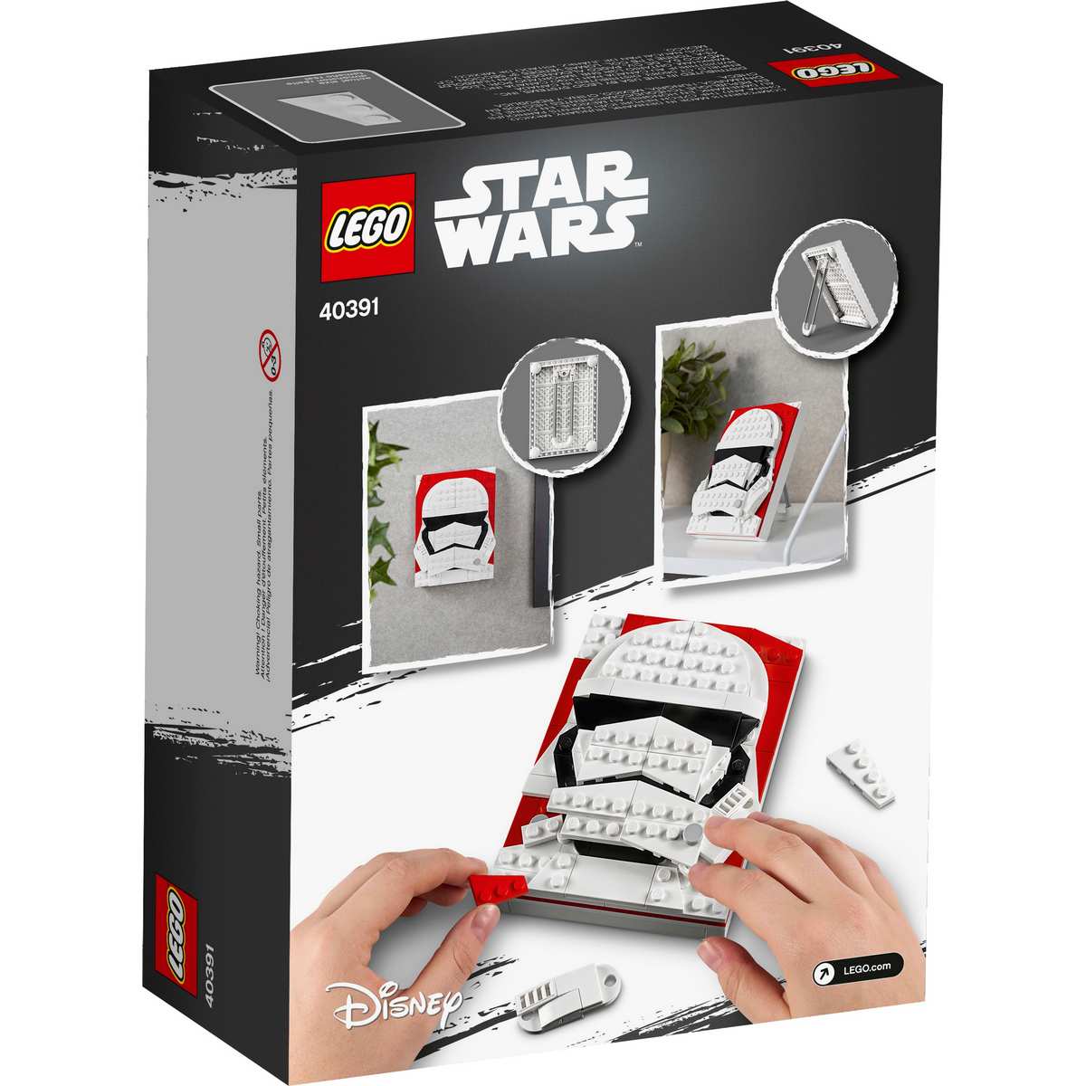 Портрет персонажа штурмовика Первого ордена LEGO® Brick Sketches™ Star Wars™ (40391) выполнен в оригинальных цветах героя «Звёздных войн».