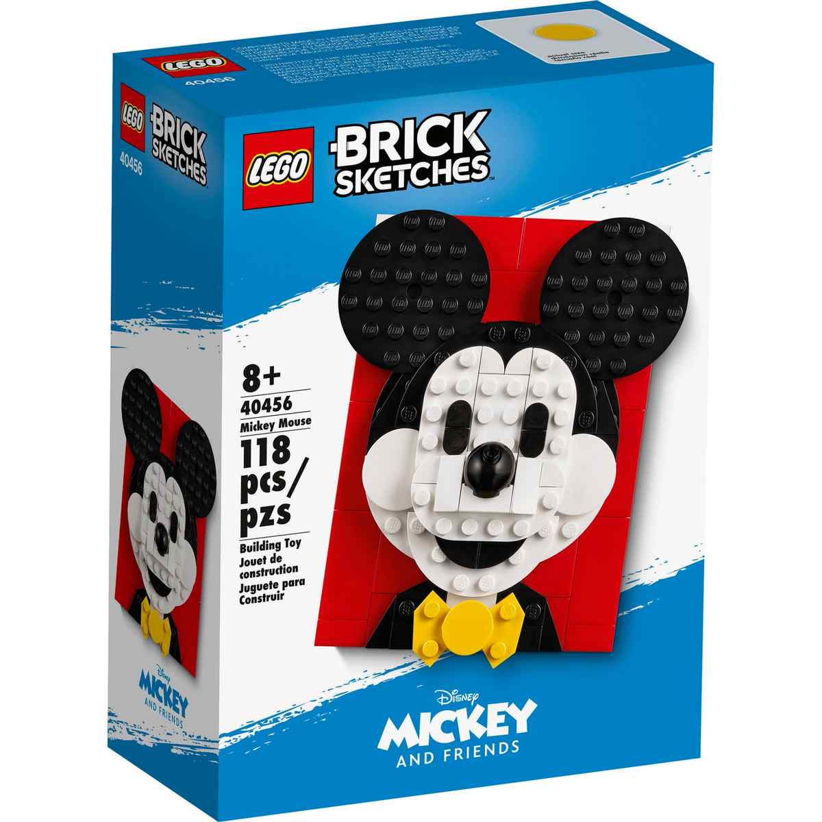 Коллекционный набор LEGO® Brick Sketches™ Disney Mickey Mouse (40456) воссоздает 3D-портрет Микки Мауса - мультиликационного персонажа Дисней.