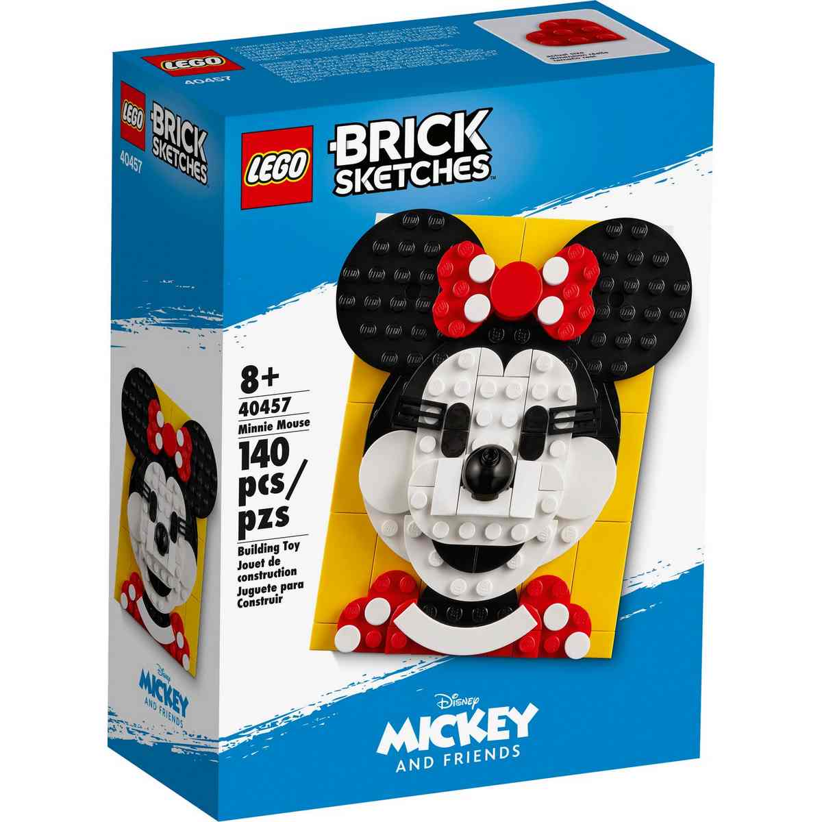 Коллекционный набор LEGO® Brick Sketches™ Disney Minnie Mouse (40457) воссоздает 3D-портрет очаровательной Минни Маус из мультфильммов Дисней.