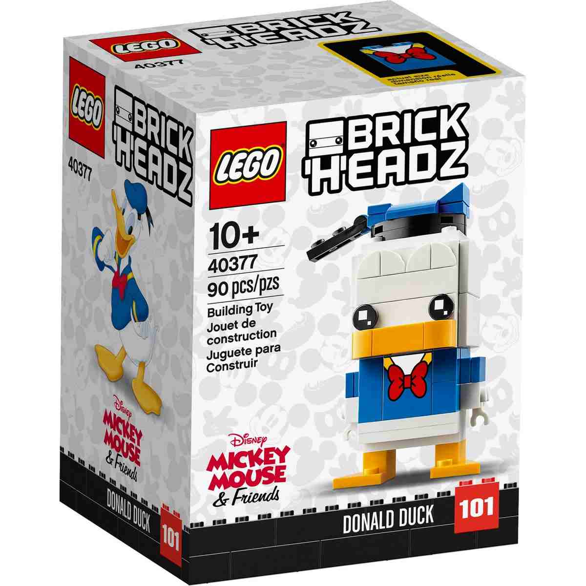 Модель Дональда Дака (40377) понравится поклонникам наборов LEGO® BrickHeadz™ и персонажей мультфильмов Disney. 