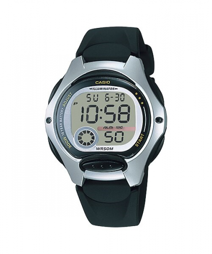 Детские пластиковые электронные часы CASIO LW-200-1AVEF черно-серые, 10-летняя батарейка, секундомер, подсветка, wr50m.