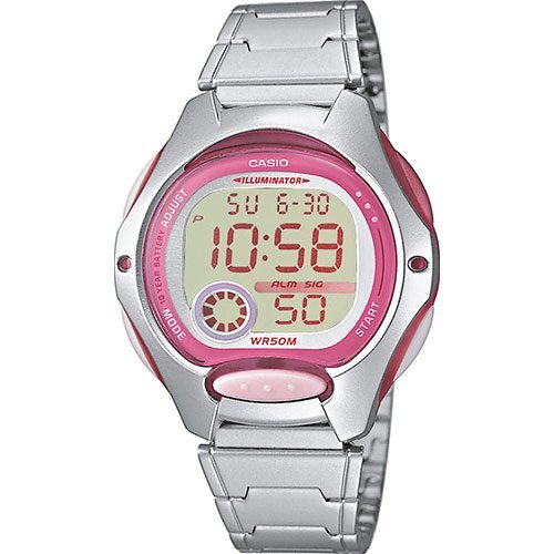 Женские электронные часы CASIO LW-200D-4AVEF розовые на браслете, 10-летняя батарейка, секундомер, подсветка, wr50m.