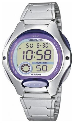 Женские электронные часы CASIO LW-200D-6AVEF фиолетовые на браслете, 10-летняя батарейка, секундомер, подсветка, wr50m.