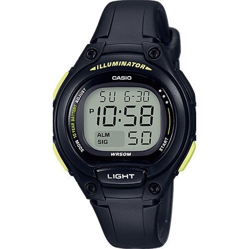 Женские спортивные электронные часы CASIO LW-203-1BVEF черные, 10-летняя батарейка, секундомер, подсветка, wr50m.