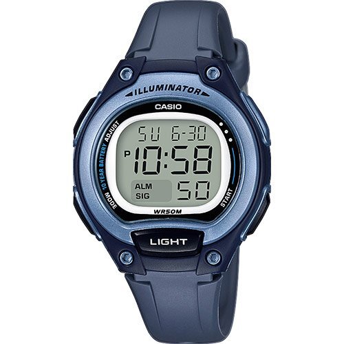 Женские спортивные электронные часы CASIO LW-203-2AVEF синие, 10-летняя батарейка, секундомер, подсветка, wr50m.