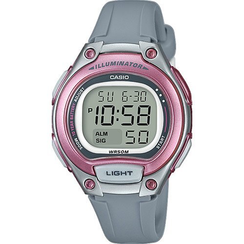 Женские спортивные электронные часы CASIO LW-203-8AVEF розово-серые, 10-летняя батарейка, секундомер, подсветка, wr50m.