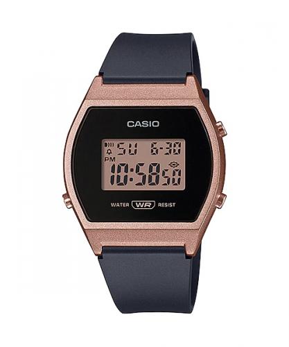 Винтажные женские олдскульные фэшн часы CASIO VINTAGE LW-204-1AEF черно-розовые на полимере, цифровые, прямоугольные.