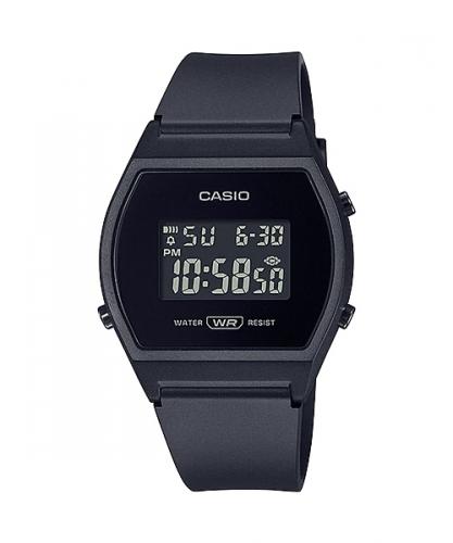 Винтажные женские олдскульные фэшн часы CASIO VINTAGE LW-204-1BEF черные с цифровой инверсной индикацией, полимер.