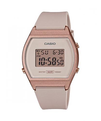 Винтажные женские олдскульные фэшн часы CASIO VINTAGE LW-204-4AEF розовые на полимере, цифровые, прямоугольные.