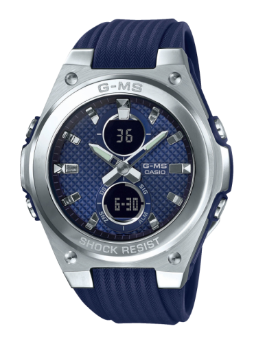 Изысканные женские ударопрочные часы CASIO BABY-G MSG-C100-2AER G-MS синие со стальной накладкой, LED, Ana-Digi, wr100m.
