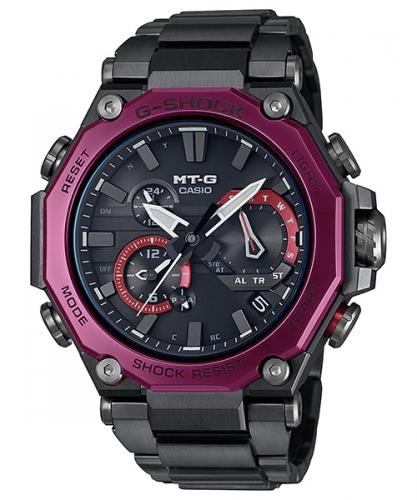 Аналоговые ударопрочные премиум часы CASIO G-SHOCK MTG-B2000BD-1A4ER Black & Red Dual Core Guard, сапфир, Bluetooth, Solar.