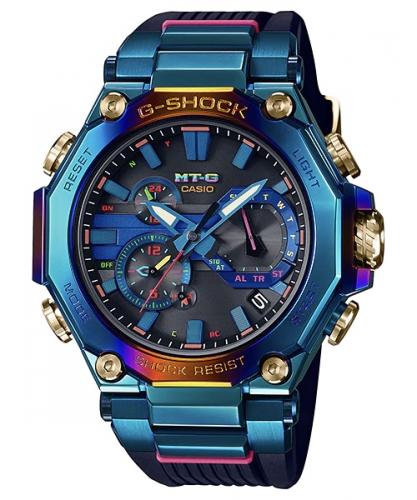 Лимитированные ударопрочные премиум часы CASIO G-SHOCK MTG-B2000PH-2AER «Blue Phoenix» Rainbow IP, Dual Core Guard.