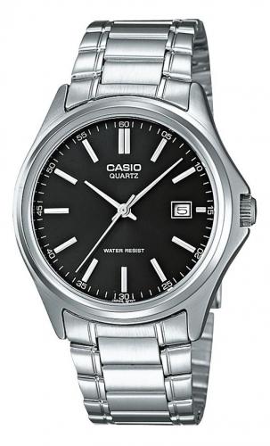 Классические мужские аналоговые часы CASIO MTP-1183PA-1AEF черные с датой на браслете, индексы, водонепроницаемые.