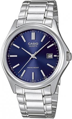 Классические мужские аналоговые часы CASIO MTP-1183PA-2AEF синие с датой на браслете, индексы, водонепроницаемые.