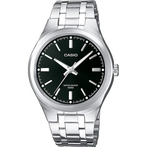 Классические аналоговые мужские часы CASIO MTP-1310PD-1AVEF черные, стальной браслет, индексы, Neobrite, wr50m.