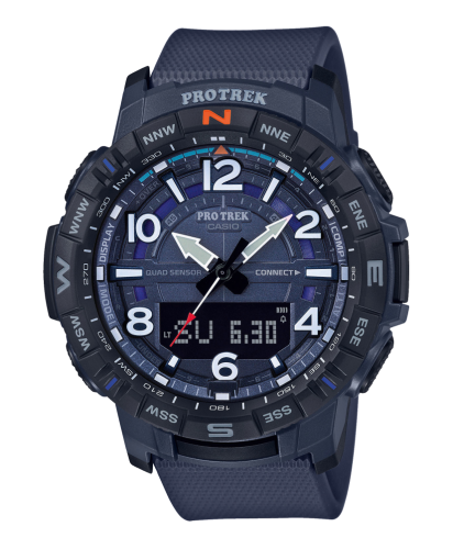 Походные часы CASIO PRO TREK PRT-B50-2ER Blue, Bluetooth, шагомер, барометр, компас, термометр, восход/заход Солнца, Ana-Digi.