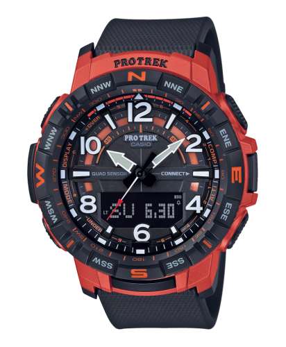 Часы для туризма CASIO PRO TREK PRT-B50-4ER Black&Red шагомер, Bluetooth, Track Log, Location Indicator, компас, барометр.