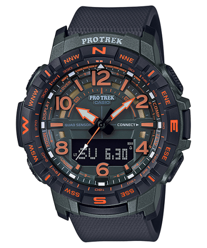 Мужские часы для туриста CASIO PRO TREK PRT-B50FE-3ER черные, шагомер, Bluetooth, компас, барометр, термометр, Ana-Digi.