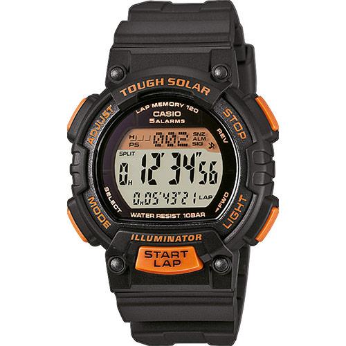 Спортивные электронные часы CASIO STL-S300H-1BEF черные на полимере, таймер и секундомер, солнечная батарейка, wr100m.