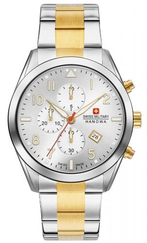 Биколорный gold швейцарский хронограф SWISS MILITARY HANOWA 06-5316.55.001 Helvetus Chrono с датой, стальной браслет.