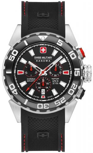 Швейцарский хронограф для дайвинга SWISS MILITARY HANOWA 06-4324.04.007.04 Scuba Diver Chrono 20 Atm черный, дата, полимер.
