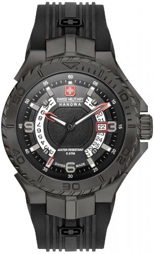 Спортивные швейцарские часы SWISS MILITARY HANOWA 06-4327.13.007.07 Seaman 5 Atm черный IP black корпус, на полимере.