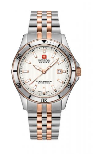 Биколорные rose gold женские швейцарские часы с датой SWISS MILITARY HANOWA 06-7161.2.12.001 Flagship Lady на браслете.