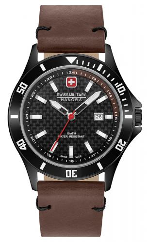 Спортивные швейцарские часы SWISS MILITARY HANOWA 06-4161.2.30.007.05 Flagship Racer черные IP black, на ремне.